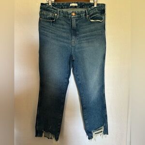 Good American Good Legs Cropped Chewed Hem Skinny Jeans